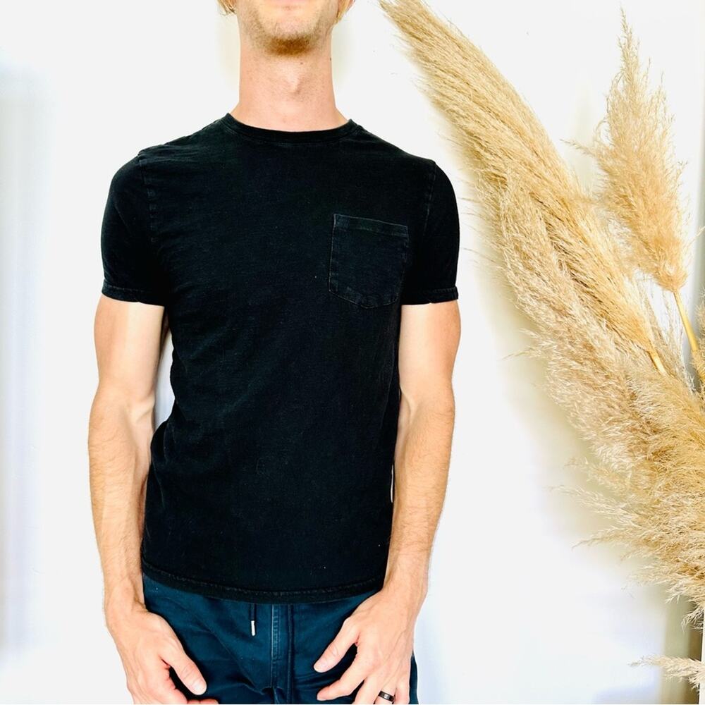 MENS GOODFELLOW & CO Black Pocket Cotton Classic Short Sleeve Tee Shirt Top S